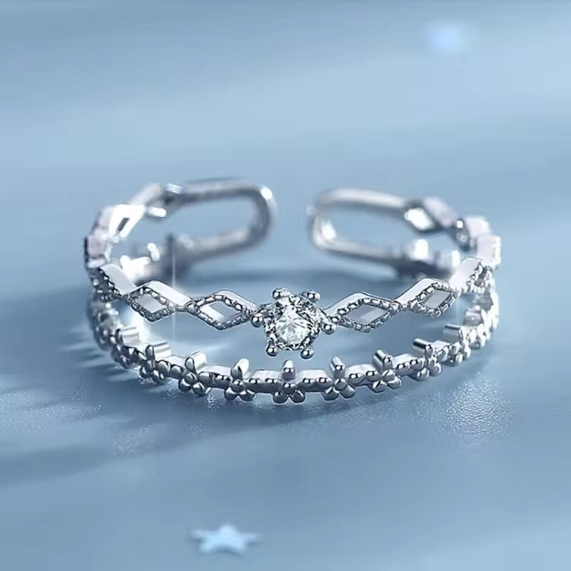 925 Sterling Silver Flower Lace Ring